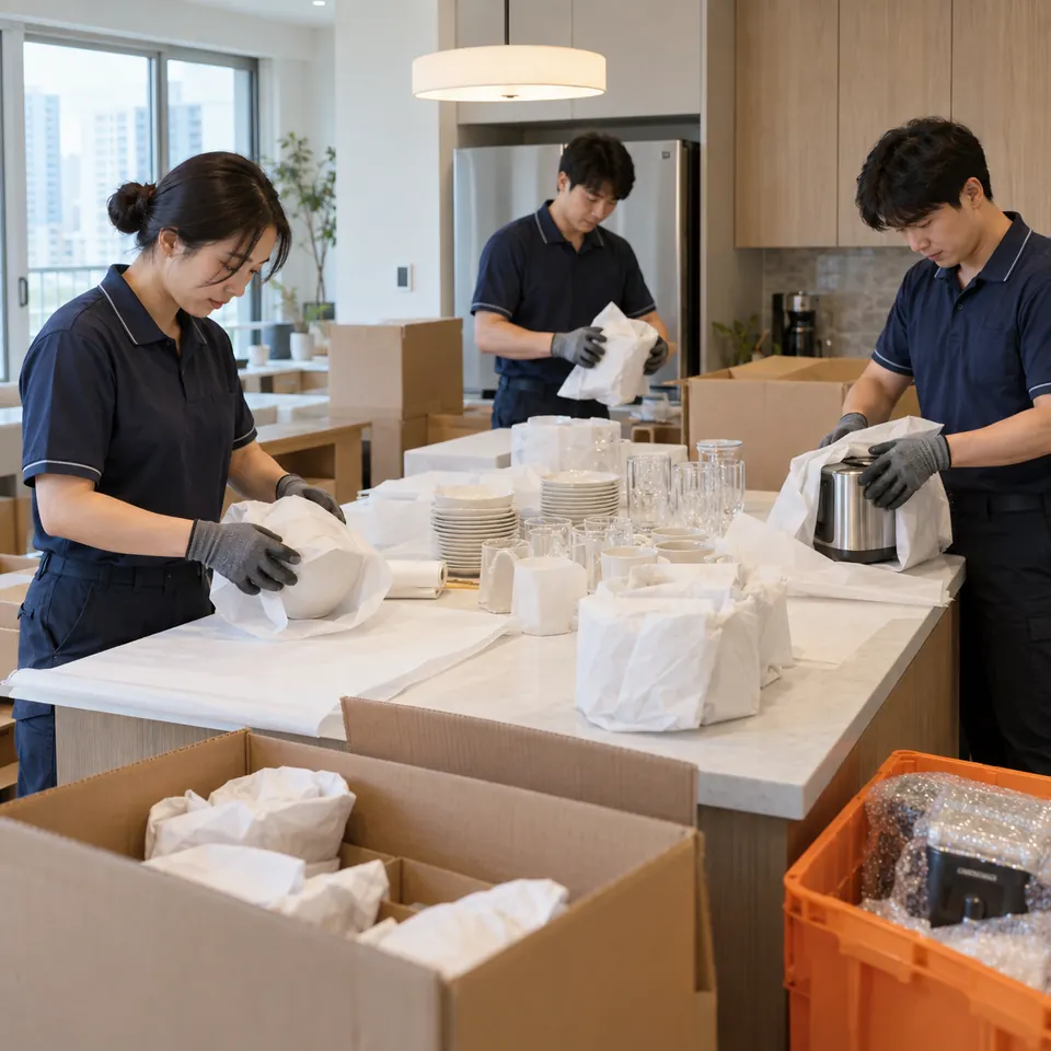 주방 식기 포장 포장이사 예시